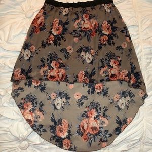 Hi-Low Floral Skirt